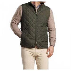 NEW PETER MILLAR essex quilted vest in dark olive
